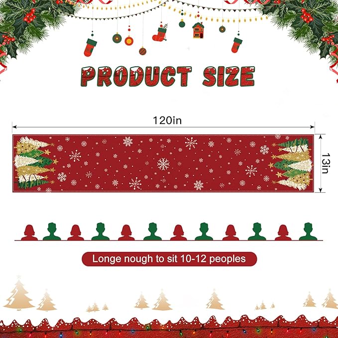 OTOSTAR Snowflakes and Christmas Tree Table Runner, Xmas Seasonal Winter - Image 6