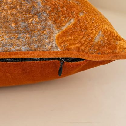 Yangest Orange Leaf Square Pillow Cover Cut Velvet Cushion Cover Luxury Modern - Image 4
