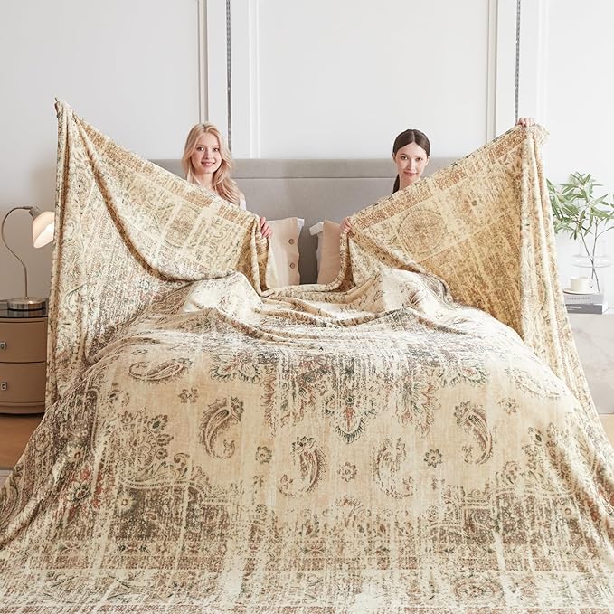 Oversized Vintage Pattern Blanket 120x120 Inches, Giant 10'x10' - Image 3