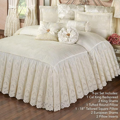 Cameo Lace Luxury Washable Polyester Bedding | Vintage | Pearl Scroll Leaf - Image 2