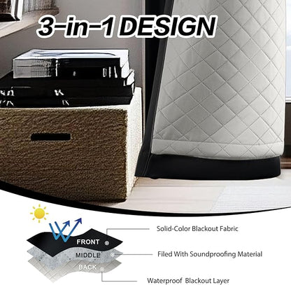 3 Layers Black Curtains Thermal Soundproof Curtains - Image 3