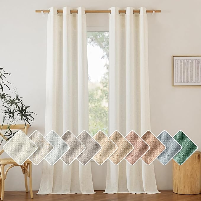 NICETOWN Linen Curtains 96 inches Long by NICETOWN