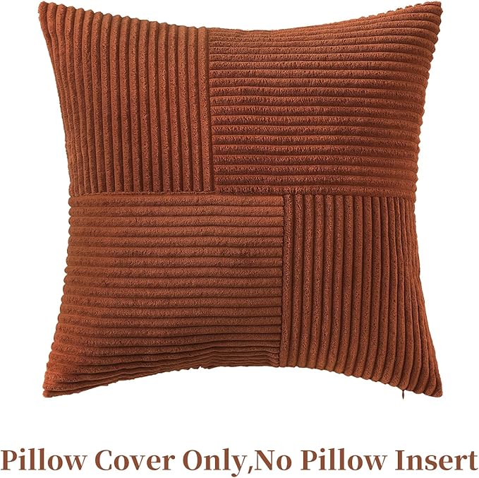 Rust Throw Pillow Covers 18x18 inch, Farmhouse Fall Home Decor, Boho Decorative - Image 3