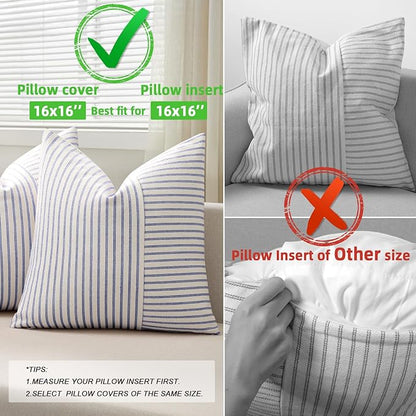 YCOLL Farmhouse Pillow Covers 16x16, Modern Accent Square Throw Pillow Covers - Image 3