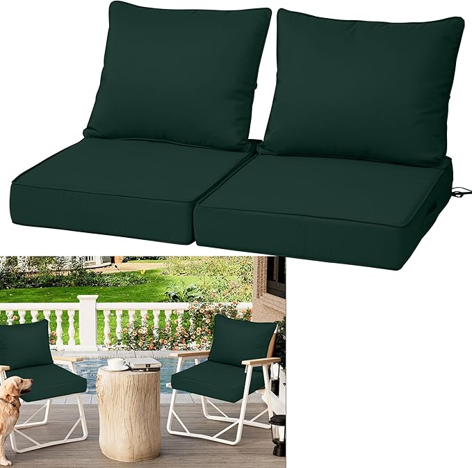 Outdoor Deep Seat Cushions for Patio Furniture Set of 2, Waterproof Outdoor by Vulacko