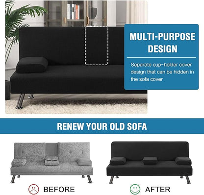 H.VERSAILTEX 4 Pieces Stretch Futon Covers Sofa Bed Slipcover - Image 5