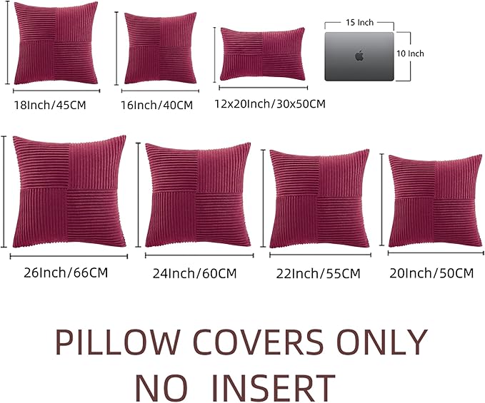 Fancy Homi 2 Packs Burgundy Red Decorative Throw Pillow Covers 20x20 Inch - Image 6
