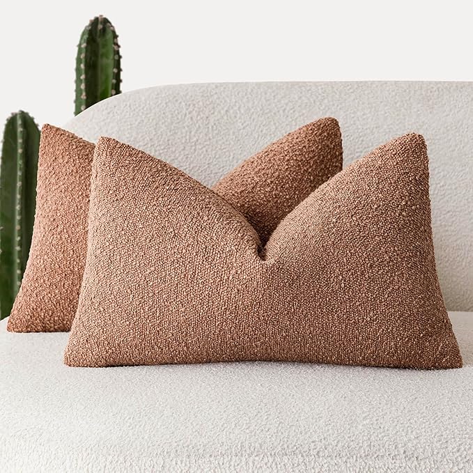 Foindtower Pack of 2 Textured Boucle Throw Pillow Covers Accent Solid by Foindtower
