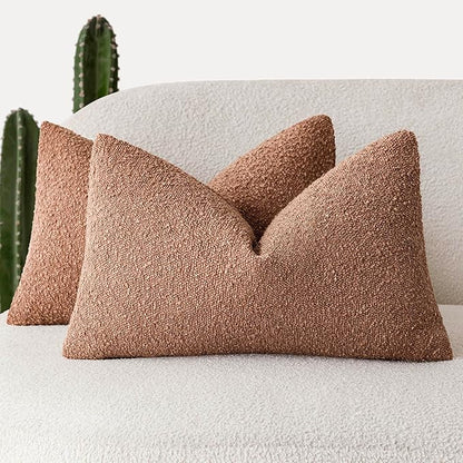Foindtower Pack of 2 Textured Boucle Throw Pillow Covers Accent Solid by Foindtower