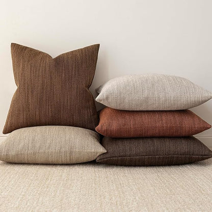 Foindtower Set of 2 Decorative Textured Burlap Linen Throw Pillow Covers - Image 5