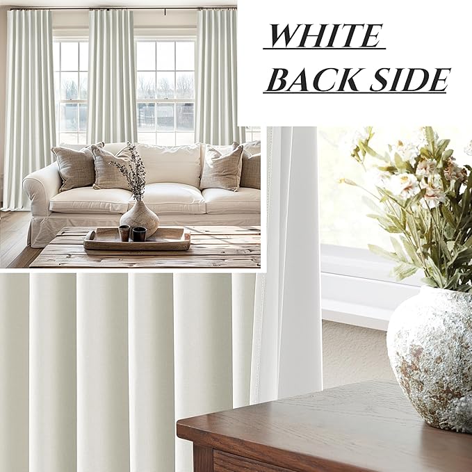 Pleated Beige Curtains 96 Inches Long 2 Panels Burg, Energy Efficient - Image 6