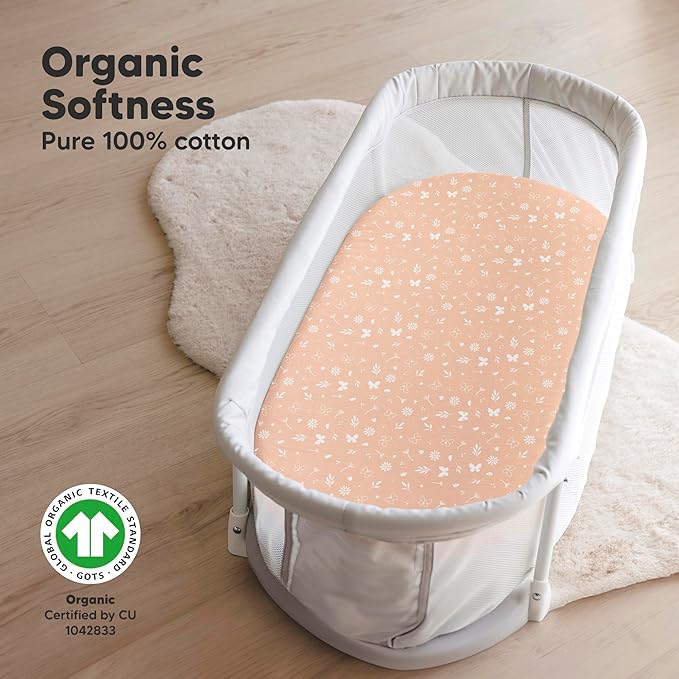 2-Pack Organic Bassinet Sheets for Girls, Boys - Image 2