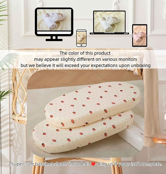 SDY Jersey Strawberry Bassinet Sheets - Image 7
