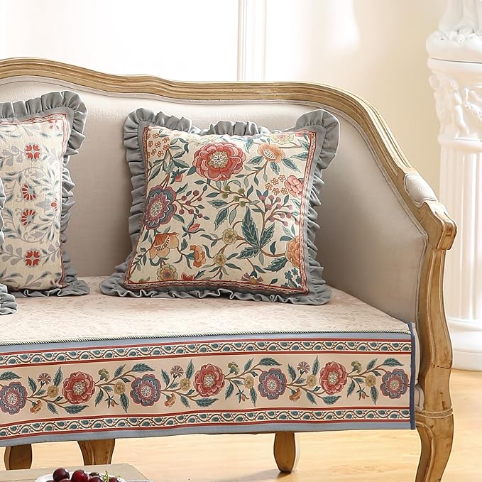 Floral Throw Pillow Covers Set of 2, Cottage Rustic - Image 6