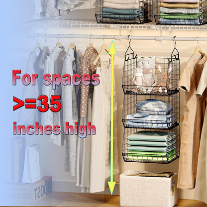 x-cosrack 3-tier hanging closet organizer, laundry room organization showing dimensions