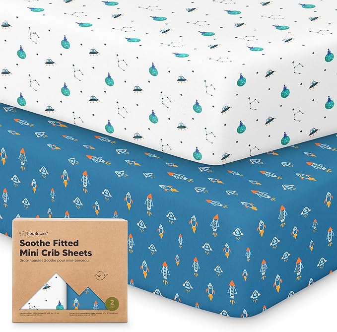 2-Pack Mini Crib Sheets Fitted by KeaBabies