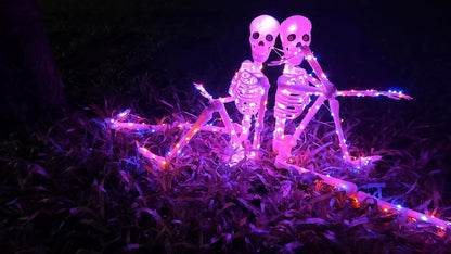2Pack36 Halloween Skeleton Decoration with Orange&Purple Light