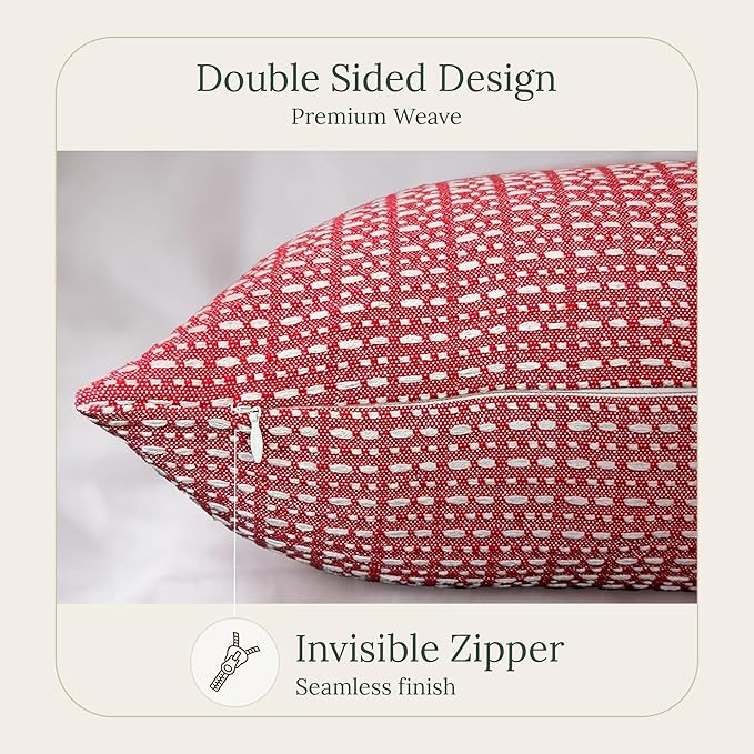 SanVia Sangria Premium Lumbar Cotton Throw Pillow Covers, 12 x 20 Inches - Image 2