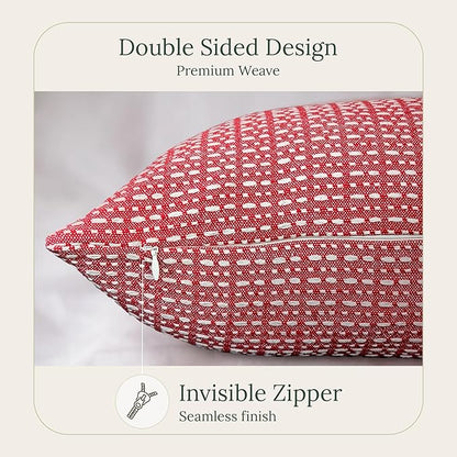 SanVia Sangria Premium Lumbar Cotton Throw Pillow Covers, 12 x 20 Inches - Image 2