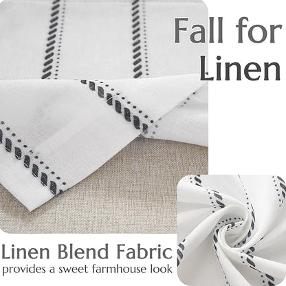 jinchan Nautical Valance Striped Linen Curtain 16 Inch Farmhouse Room Darkening - Image 5