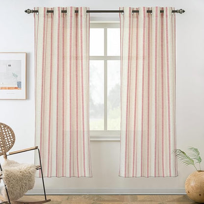 DriftAway Farmhouse Vertical Striped Linen Blend Textured Light Filtering Semi by DriftAway