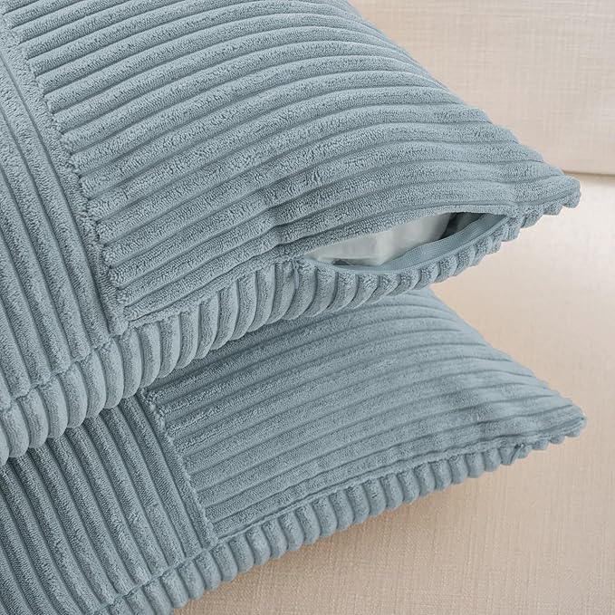 Fancy Homi Set of 2 Light Blue Long Lumbar Decorative Throw Pillow Covers 12x24 - Image 3