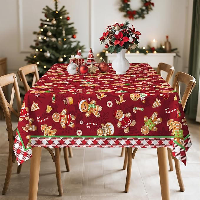 Christmas Gingerbread Tablecloth Waterproof, Washable Table Cover - Image 4
