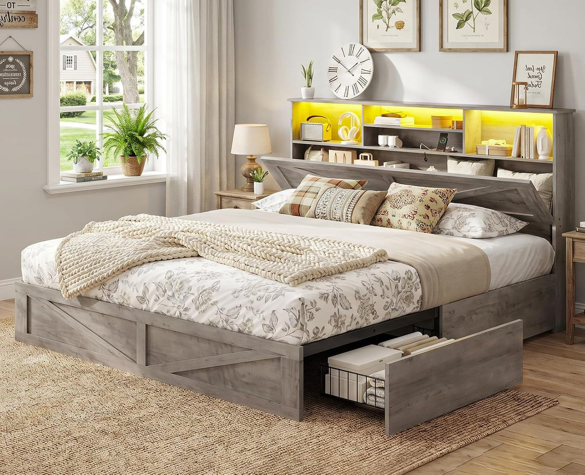 aogllati farmhouse king bed frame bed frame with, main product view