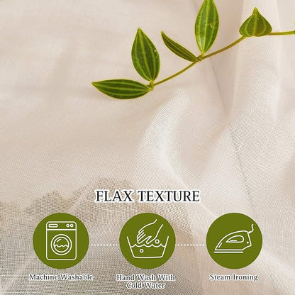 NICETOWN Linen Textured Sheer Faux Flax Window Curtains, 2 Pieces - Image 4