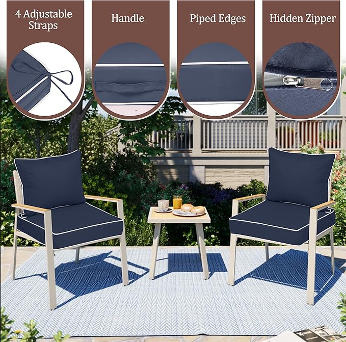 Outdoor Deep Seat Cushions for Patio Furniture Set of 2, Waterproof Outdoor - Image 3