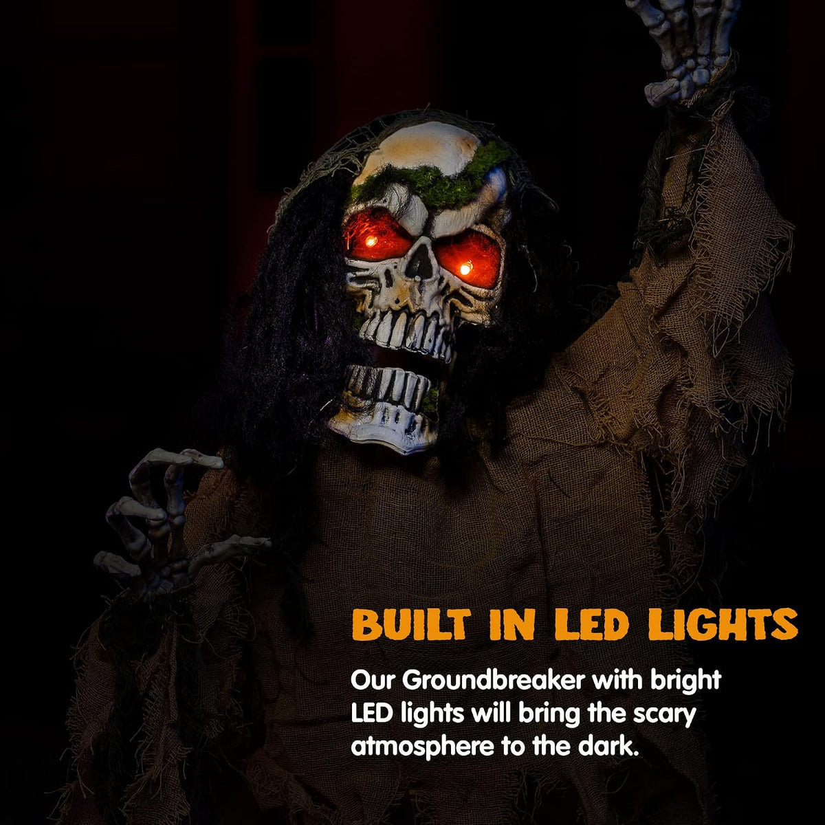 JOYIN Halloween Decoration Outdoor Animated Zombie Groundbreaker, Light-up Skeleton Zombie Groundbreaker Prop with Creepy Sound for Halloween Outside Decoration, Lawn, Yard, Patio, Haunted House Decor