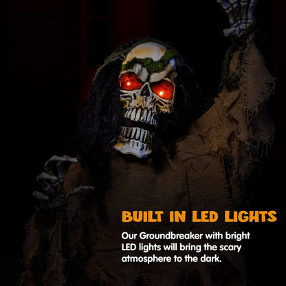 JOYIN Halloween Decoration Outdoor Animated Zombie Groundbreaker, Light-up Skeleton Zombie Groundbreaker Prop with Creepy Sound for Halloween Outside Decoration, Lawn, Yard, Patio, Haunted House Decor