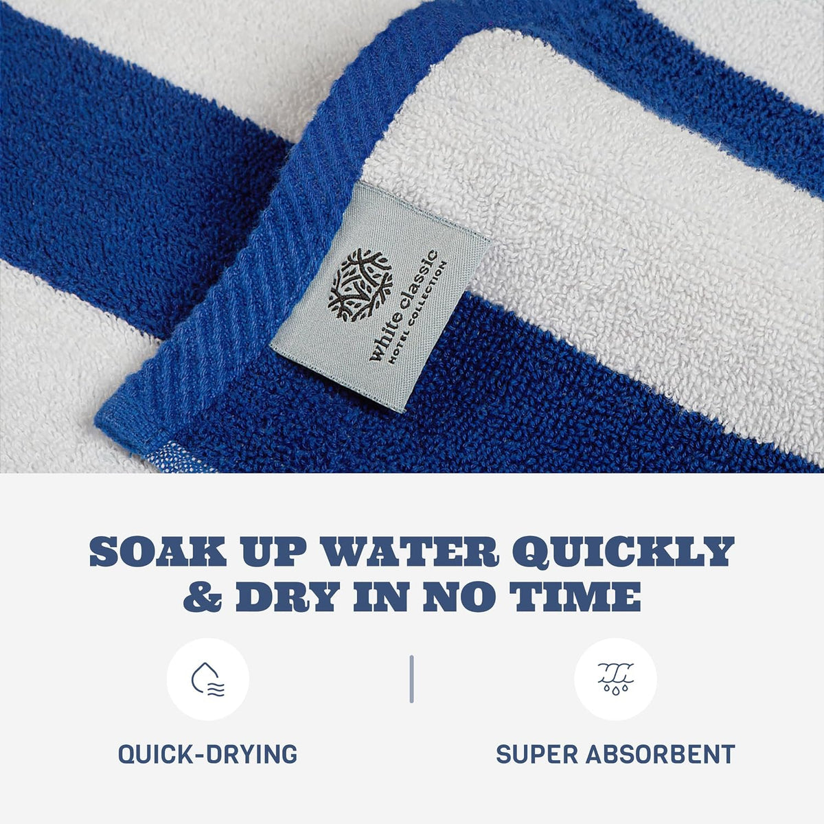 white classic stripe cabana beach towels oversized 2, close-up detail