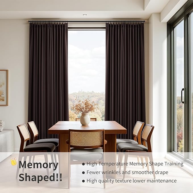 Pinch Pleated Linen 100% Blackout Curtains 90 Inches - Image 6