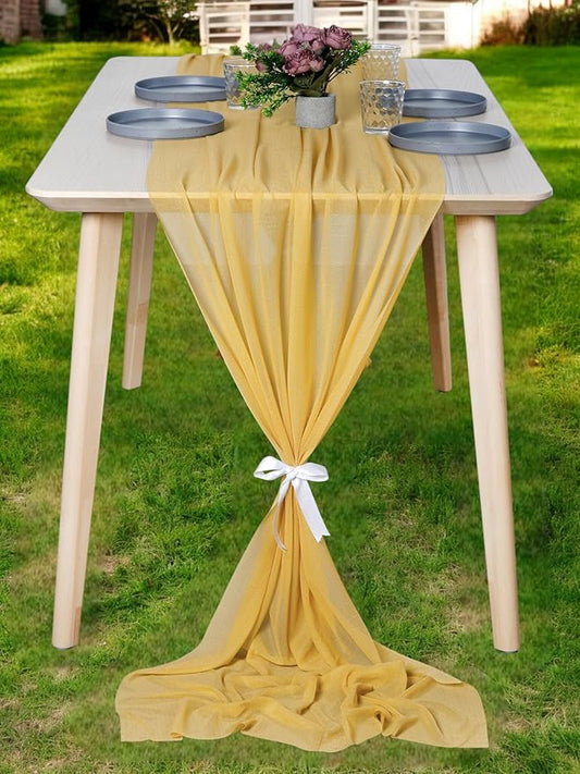 MDS Halloween Chiffon Table Runner - 5 Pack, 29 x 170 Inches, 14ft Each - Sheer Spooky Table Runners for Haunted House Parties, Trick-or-Treat Tables, Witchy Décor, Wedding & Events - Gold