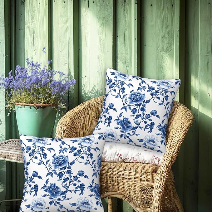 Chinoiserie Floral Throw Pillow Cover 18x18 Set of 2, Cushion Case - Image 4
