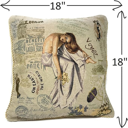 Tache Tapestry Throw Pillow Cover 1 Piece 18" by 18" Square Vintage French - Image 6