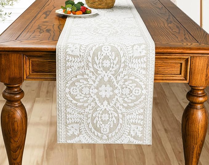 KEVA Boho Table Runner 72inches Long, Farmhouse Linen Table Runner, Rustic - Image 8
