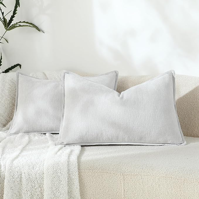 Stellhome Lumbar Chenille Throw Pillow Covers Set of 2 Super Soft Textured by Stellhome