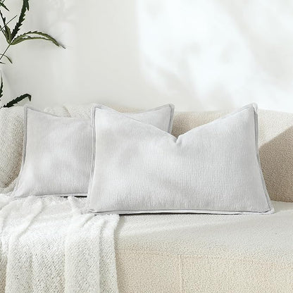 Stellhome Lumbar Chenille Throw Pillow Covers Set of 2 Super Soft Textured by Stellhome