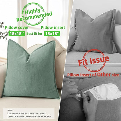 ZWJD Dusty Green Pillow Covers 18x18 Set of 2 Chenille Throw Pillow Covers - Image 3