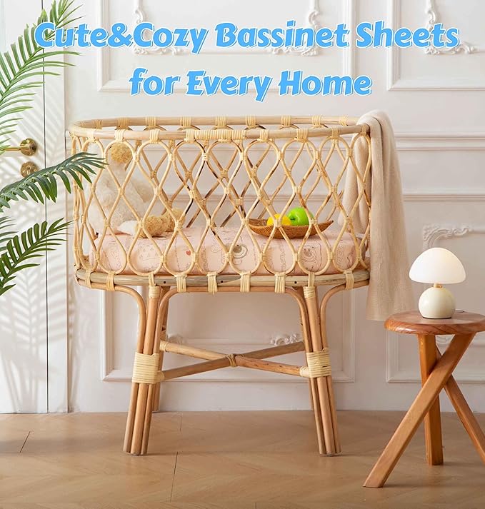SDY Jersey Bassinet Sheets for Baby Girls, 32 "x 16 "x 4", Super Soft Breathable - Image 8