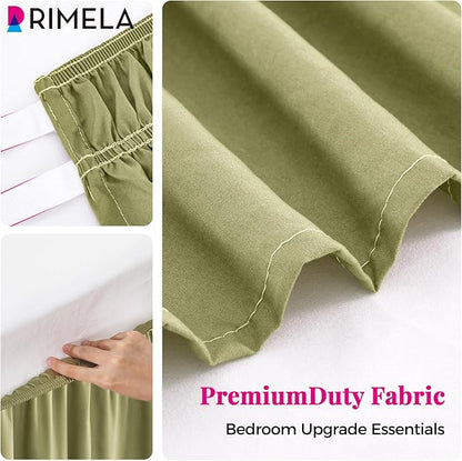 RIMELA Sage Green Bed Skirt Queen Size 15 Inch Drop, Elastic Bed Skirting - Image 9