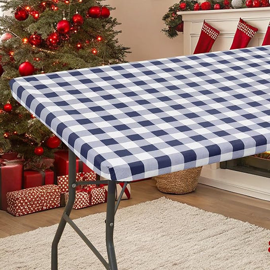 Smiry Rectangle Picnic Table Cloth, Elastic Waterproof Fitted Vinyl Tablecloths by Smiry