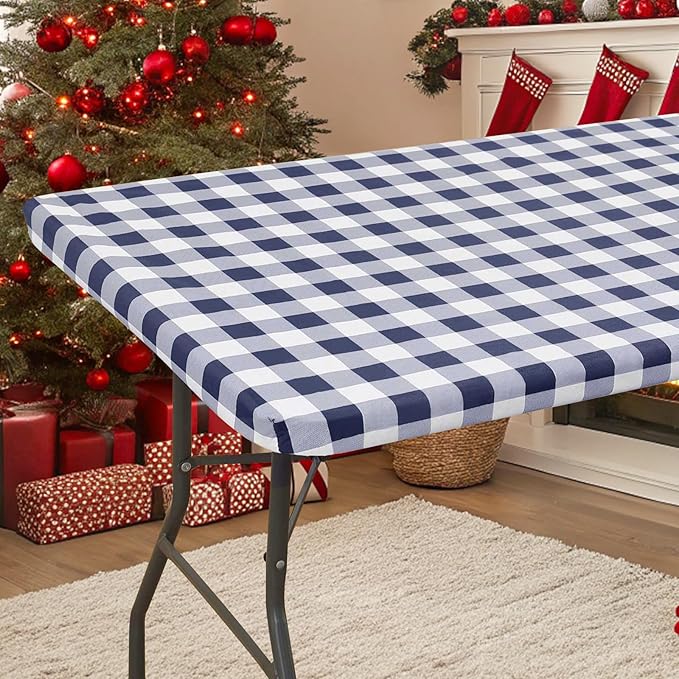 Smiry Rectangle Picnic Table Cloth, Elastic Waterproof Fitted Vinyl Tablecloths by Smiry