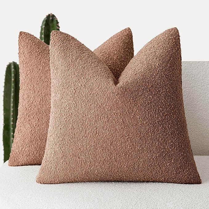 Foindtower Set of 2, Decorative Textured Boucle Throw Pillow Covers Accent by Foindtower