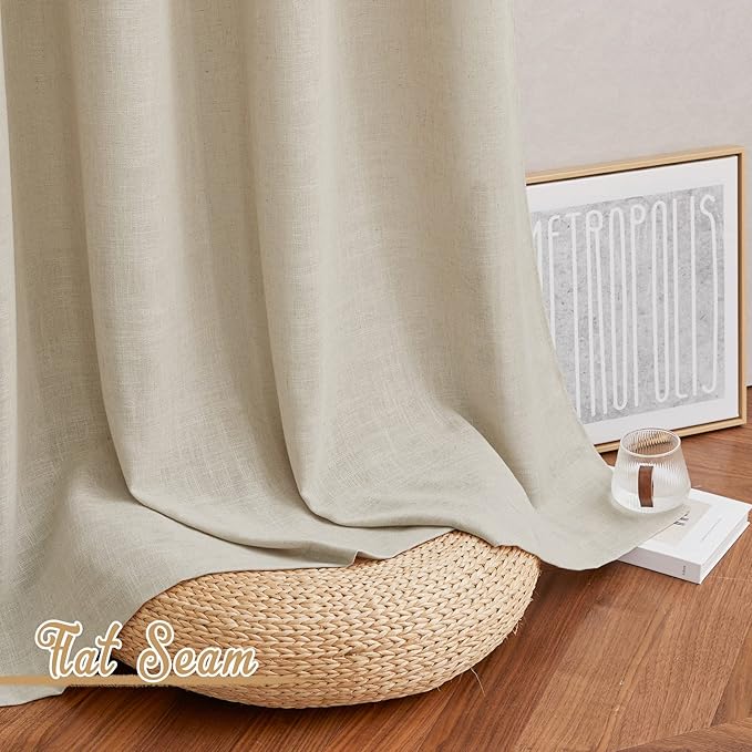 NICETOWN Light Filtering Linen Curtains 84 inch Long 2 Panels Set, Grommet - Image 7