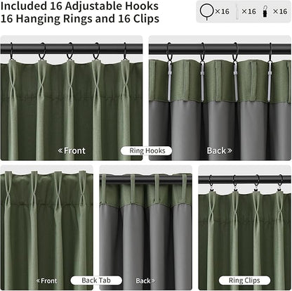 Joywell 100% Blackout Pinch Pleat Linen Curtains 120 Inches Long - Image 3