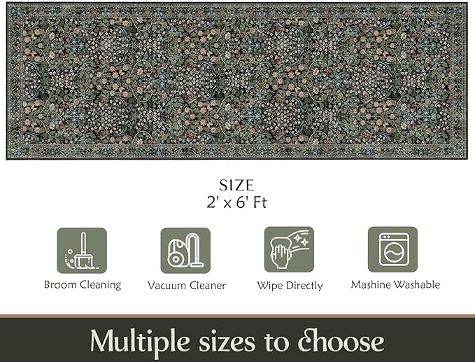 MUJOO Washable Runner Rug, Floral 2x6 Runners - Image 7