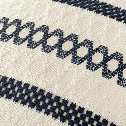 MIULEE Set of 2 Navy Blue Boho Decorative Pillow Covers 20x20 Inch Farmhouse - Image 4